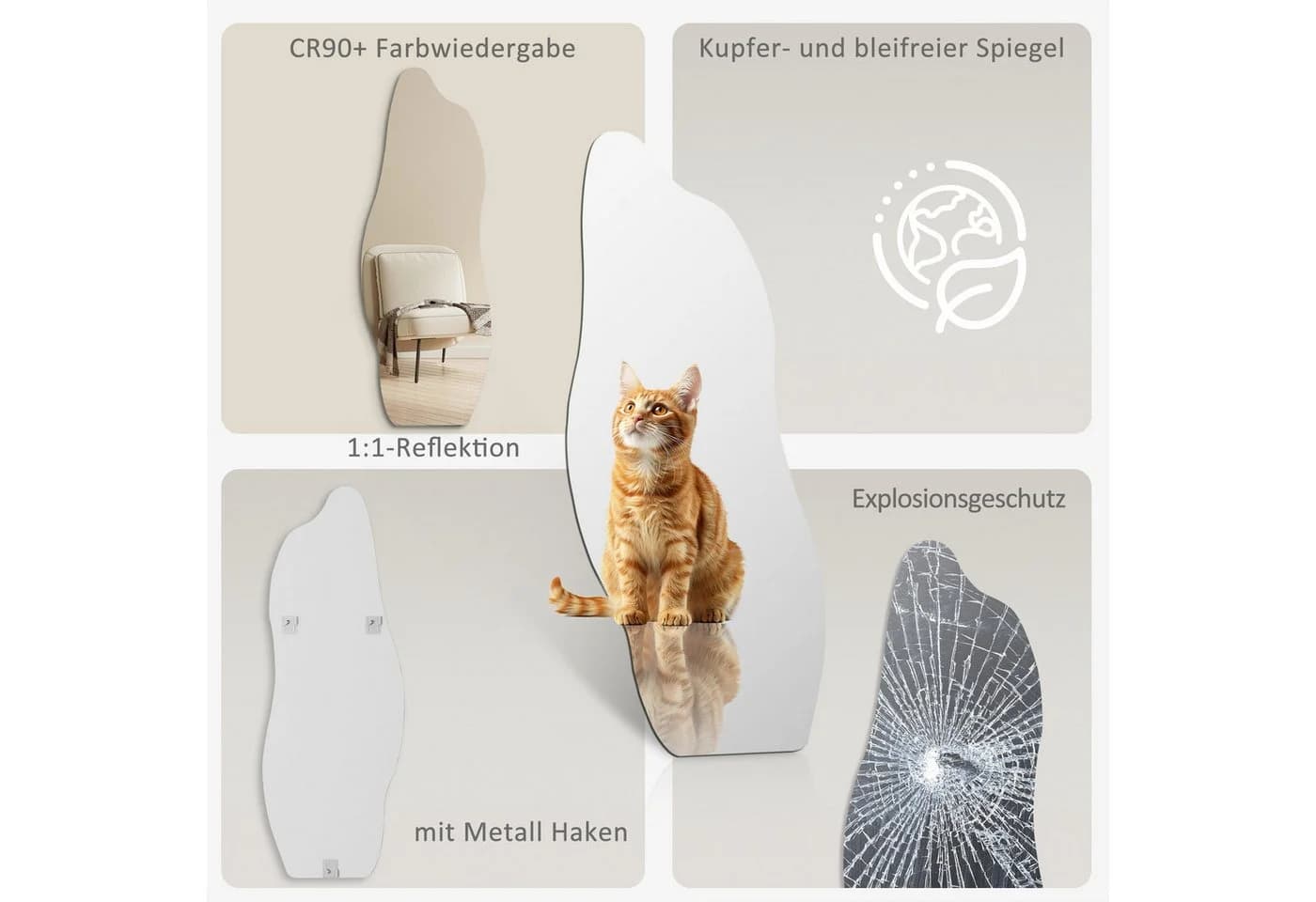 Moderner Ganzkörperspiegel aus 5mm HD Glas