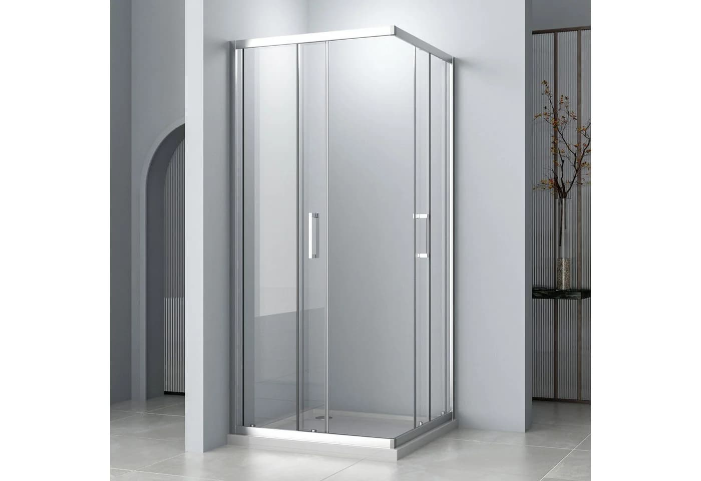 Hopibath Eckdusche mit Schiebetür und Sicherheitsglas