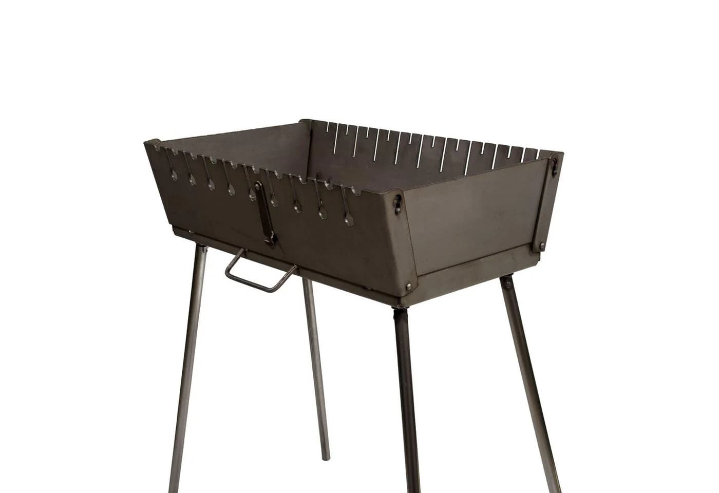 GOROCH Tragbarer Mangal Holzkohlegrill Koffer Grau für 10 Spieße