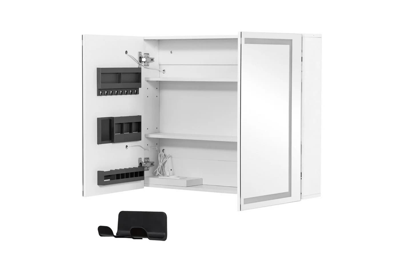Thanaddo Badezimmerspiegelschrank mit LED-Dreifarblicht & USB-Anschluss