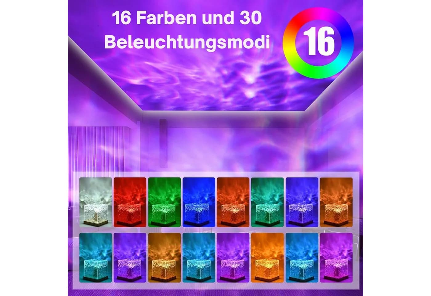 RGB-Nachtlicht und Projektor 3D Galaxy und Ozeanwellen Design