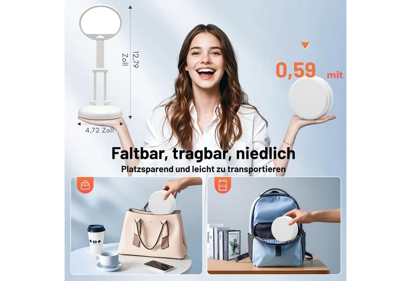 Vivitar LED Schreibtischlampe 3600-mAh Wiederaufladbar Weiß