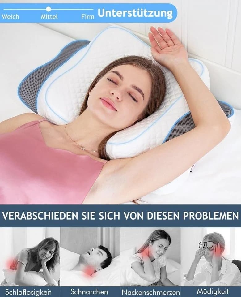 Elegear Nackenstützkissen 60x38cm Memory-Schaum 8/12cm Höhe
