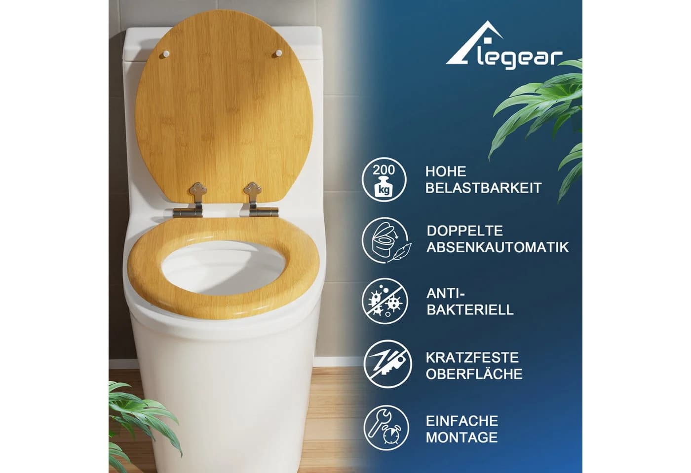 Elegear Toilettensitz mit Soft-Close-Mechanismus und Schnellmontage
