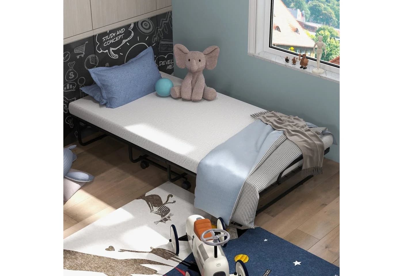 COSTWAY Gästebett Klappbar 191 x 96 cm Memory-Schaum-Matratze