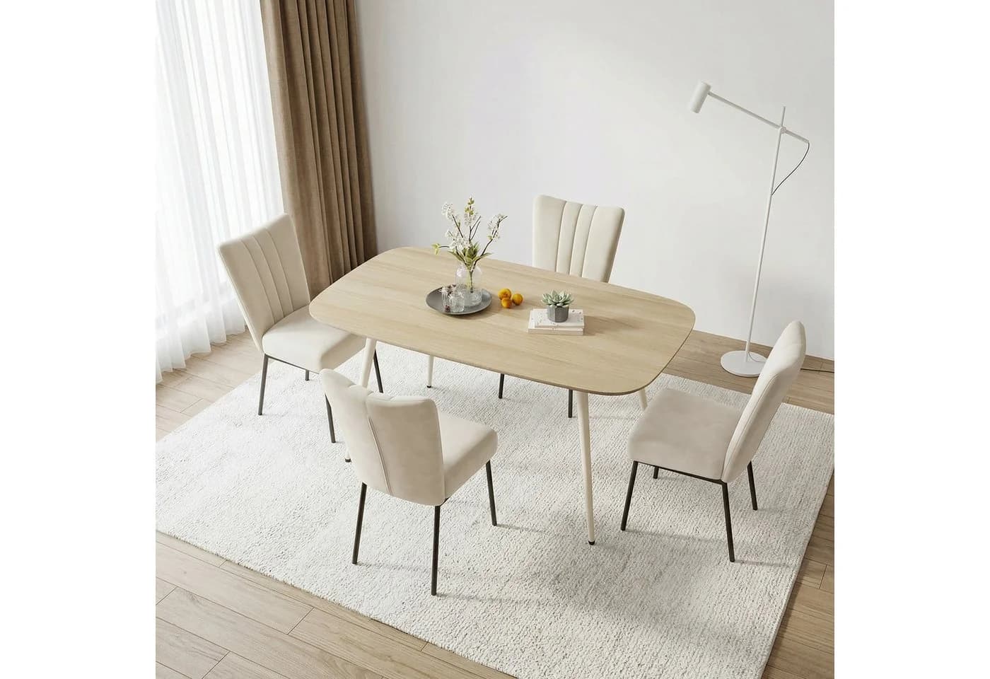 Jiexi Essgruppe Tisch- und Stuhlset Modern Beige