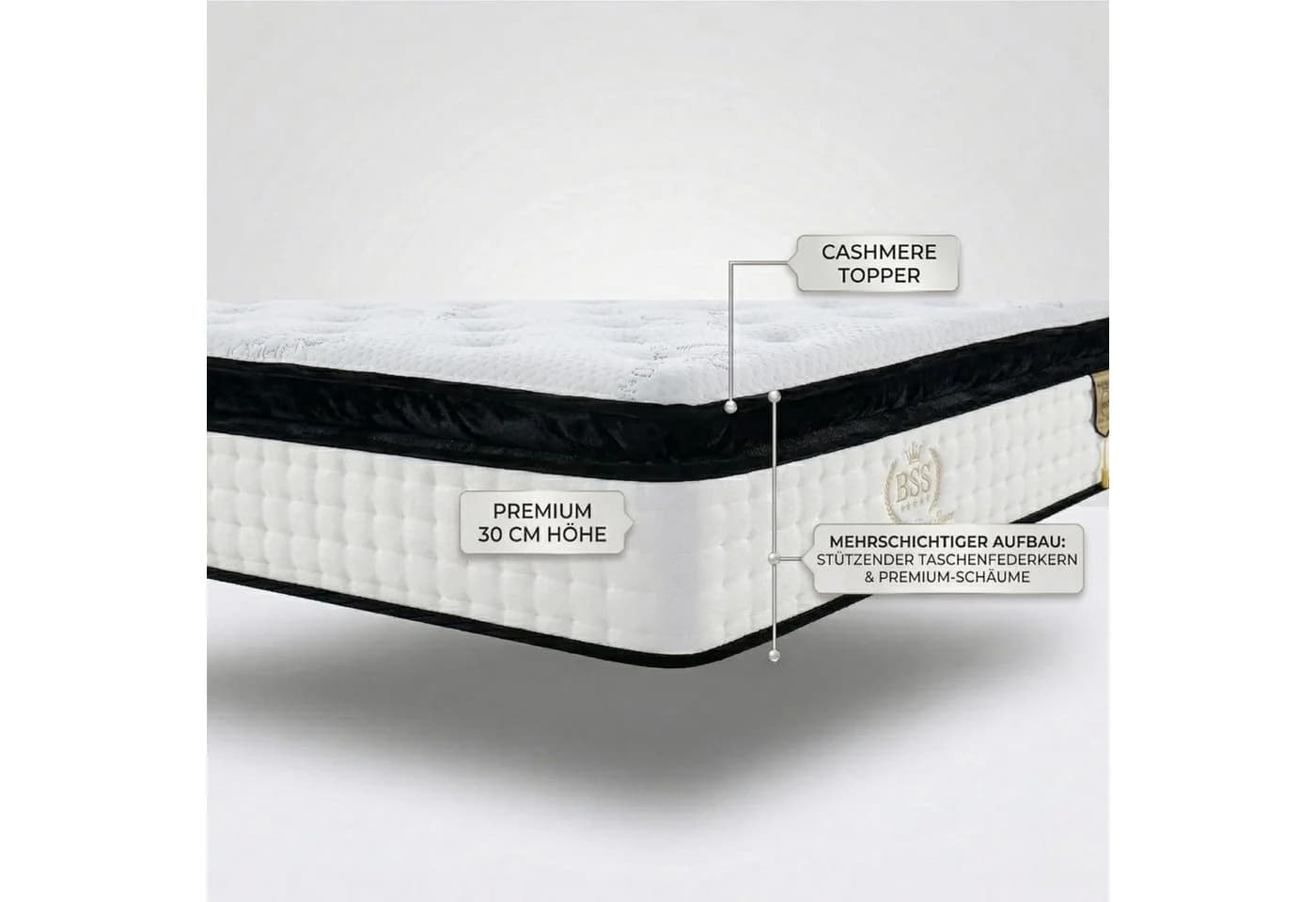 Taschenfederkernmatratze Premium Berta 11 Schichten Matratze mit Topper