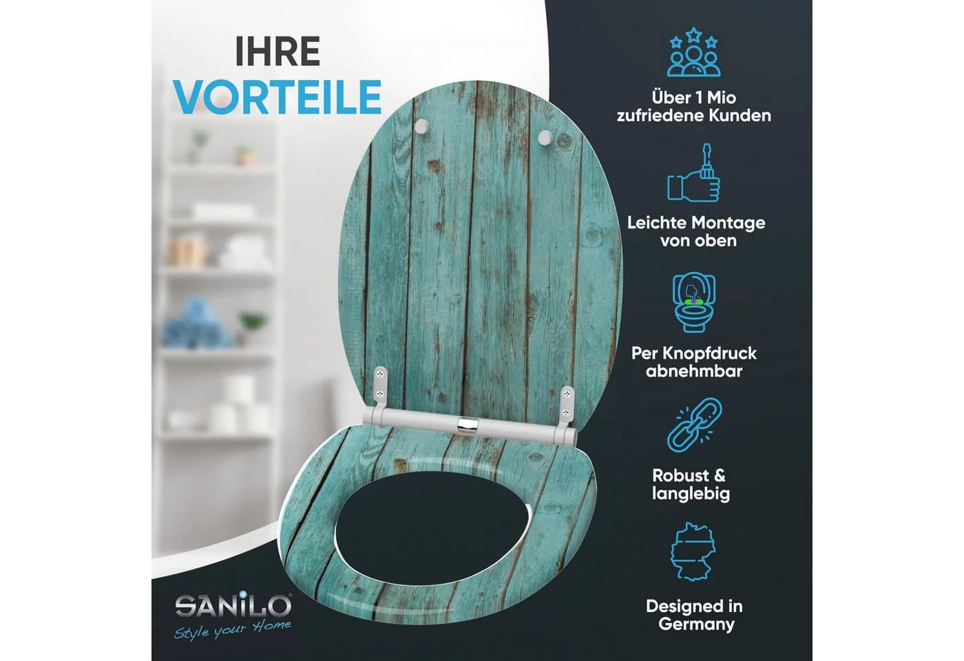 Sanilo WC-Sitz mit Absenkautomatik Premium Toilettendeckel Braun