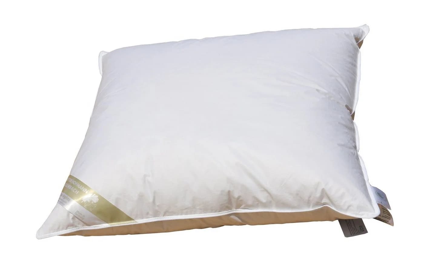 Betten Hofmann Kopfkissen 80x80 cm 450g Daunen Daunenkissen Kissen 100% Baumwolle Flachkissen Bauchschläfer