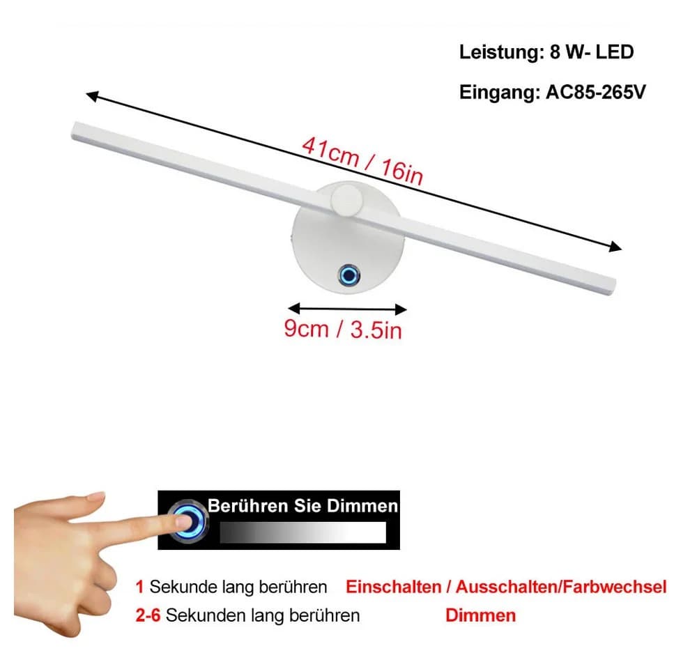 VIVIHEYDAY LED Wandleuchte Spiegel-Leuchte 350° Drehbar Dimmbar