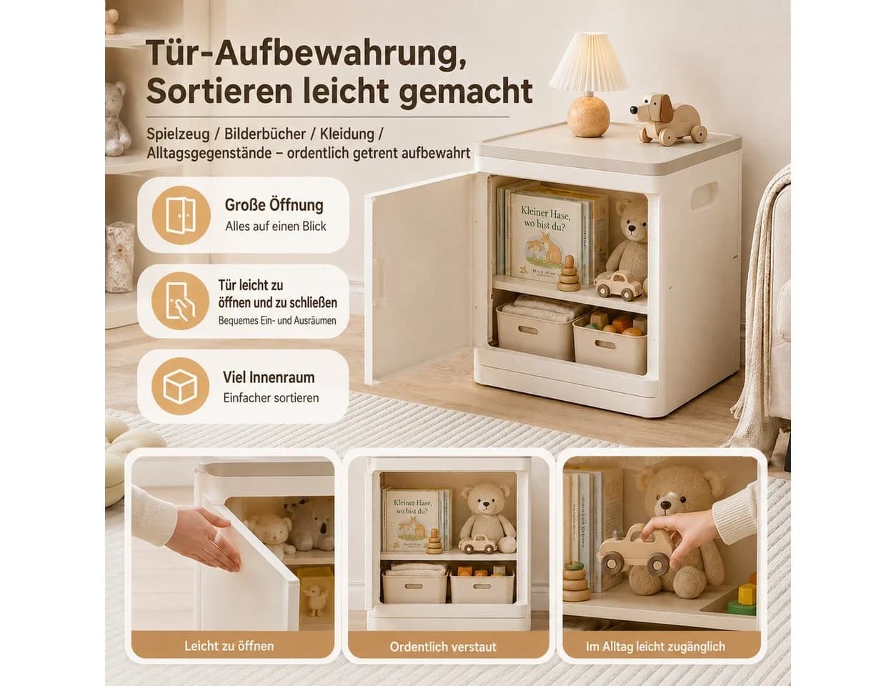 PLANEXPERT Stapelbarer Aufbewahrungsschrank mit Tür Beige/Weiß