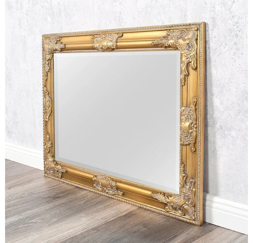 LebensWohnArt Barock Spiegel BESSA 70x50cm Gold-Antik Holzrahmen