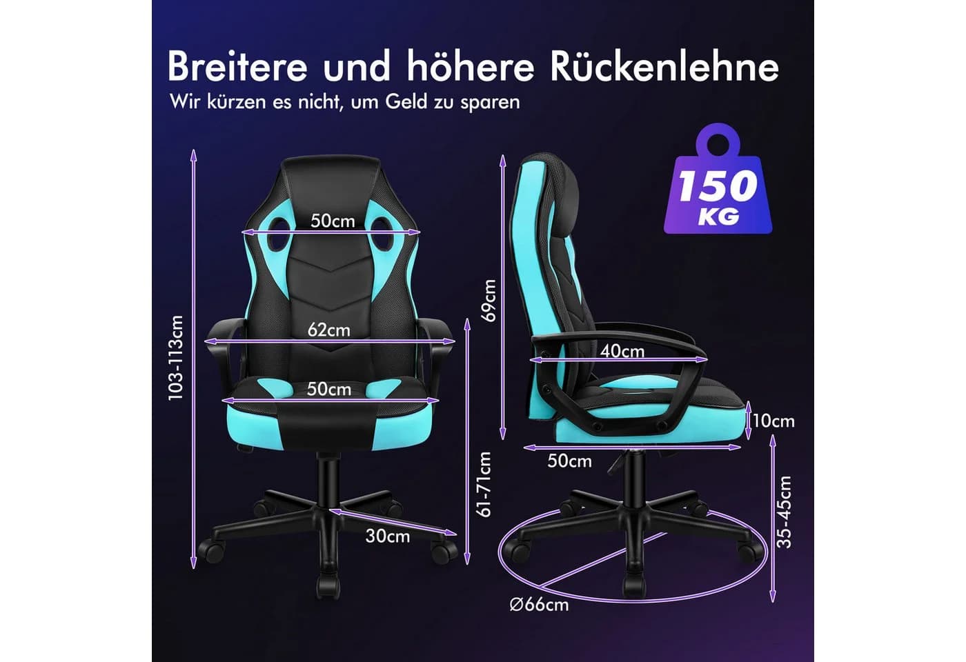 ALFORDSON Bürostuhl Racing Schreibtischstuhl, Drehbarer PC-Gaming-Stuhl, Ergonomisch, Höhenverstellbar, Gepolsterter Polsterstuhl