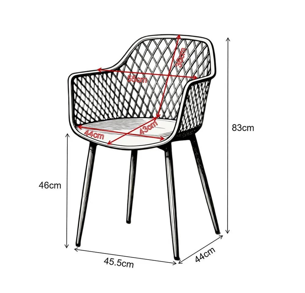 PPkrimnel Gartenstuhl Modern Ergonomisch Stapelbar Schwarz/Weiß