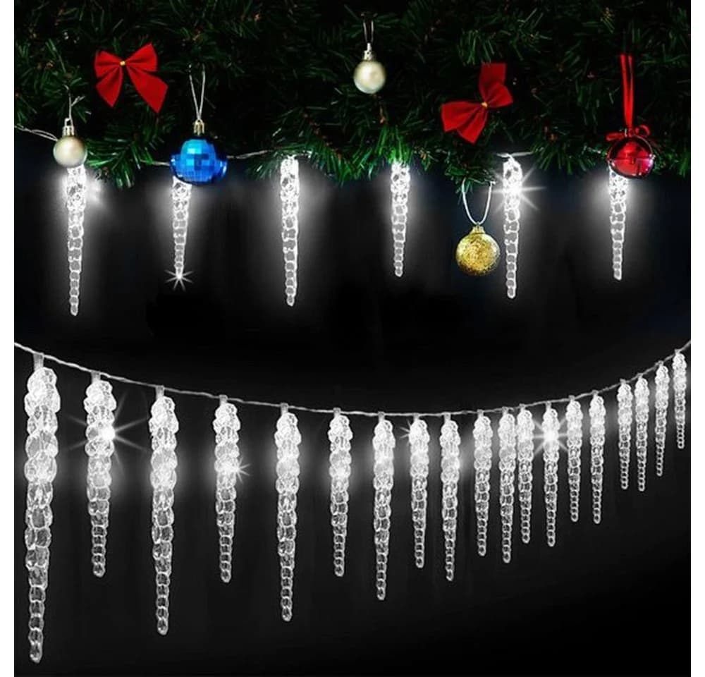 Salcar LED Eiszapfen Lichterkette 5m 40 LEDs Transparent Kaltweiß