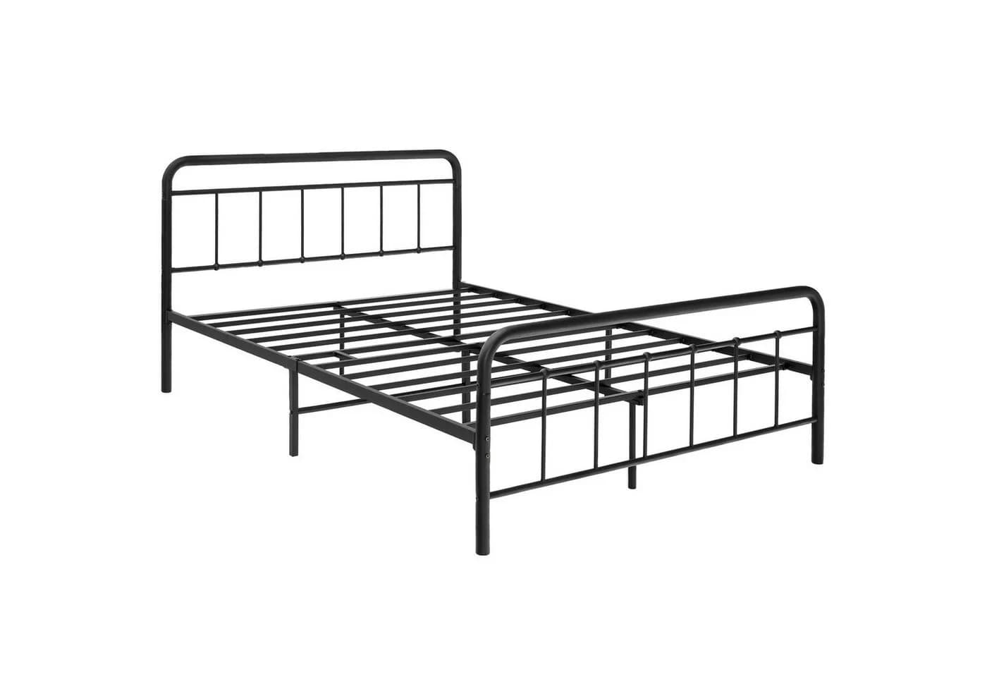 COSTWAY Bettgestell mit Lattenrost, 200x160cm, Schwarz, Metall
