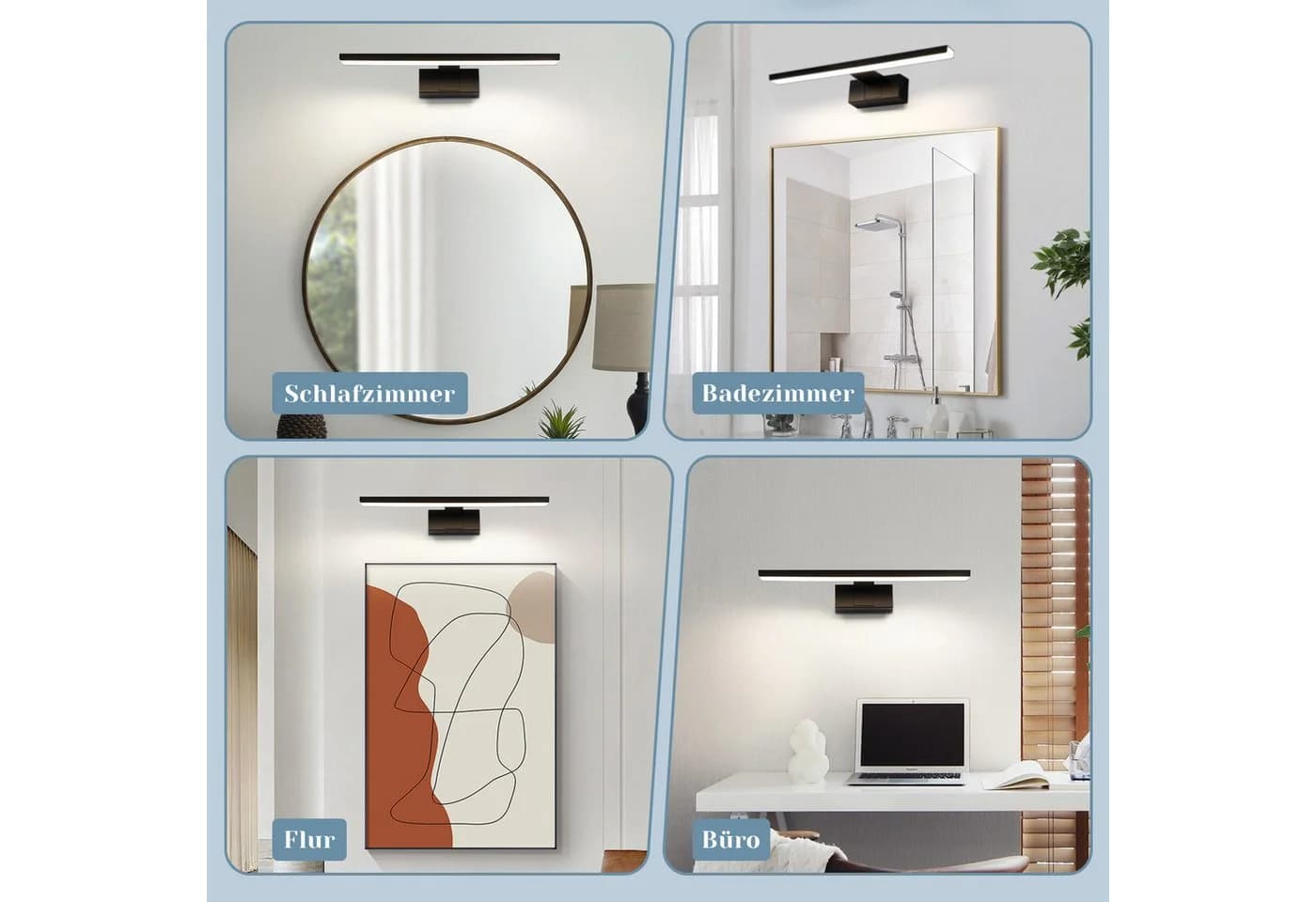 ZMH LED Spiegelleuchte Schwarz 30/40/60CM Neutralweiß Wandlampe