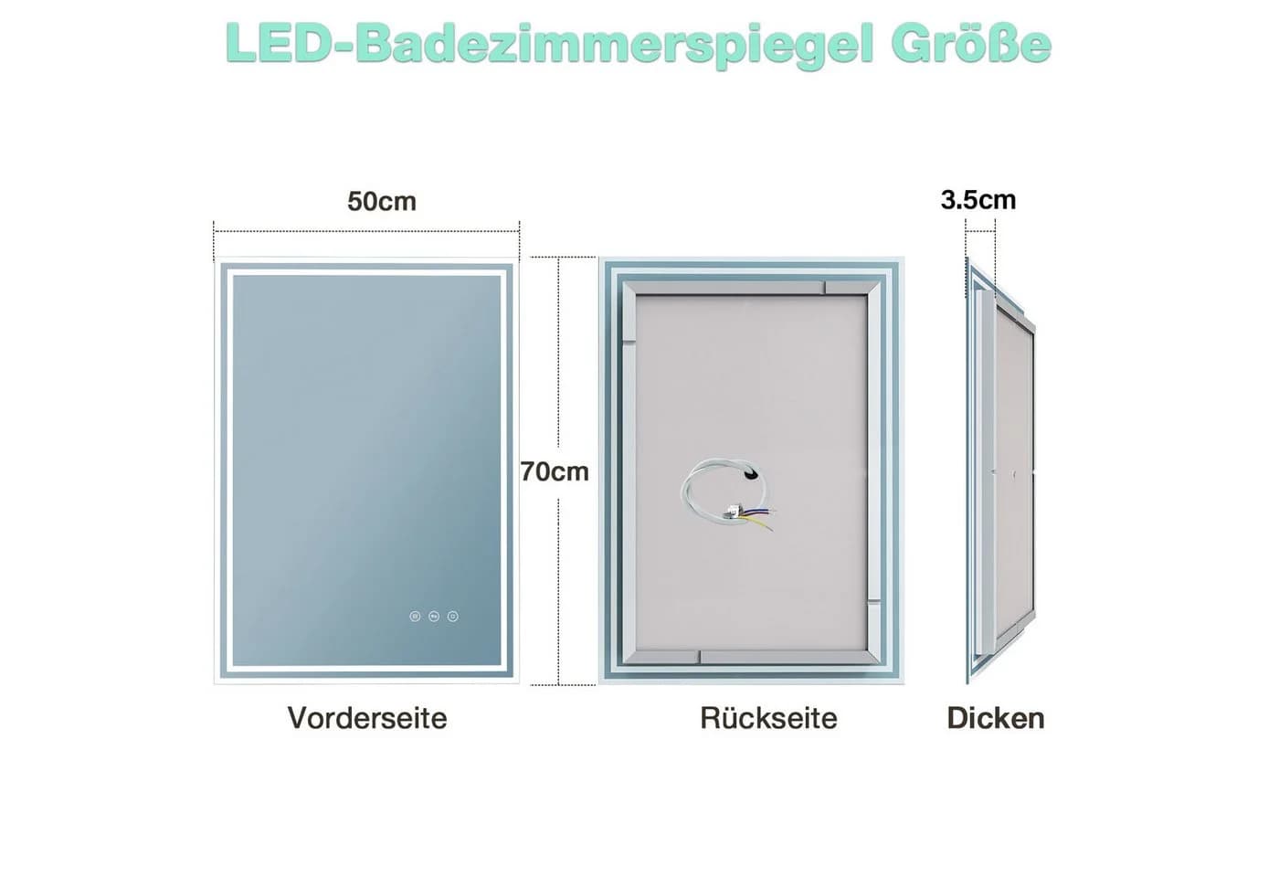 GIMBELEN Badspiegel mit LED-Beleuchtung und Anti-beschlag