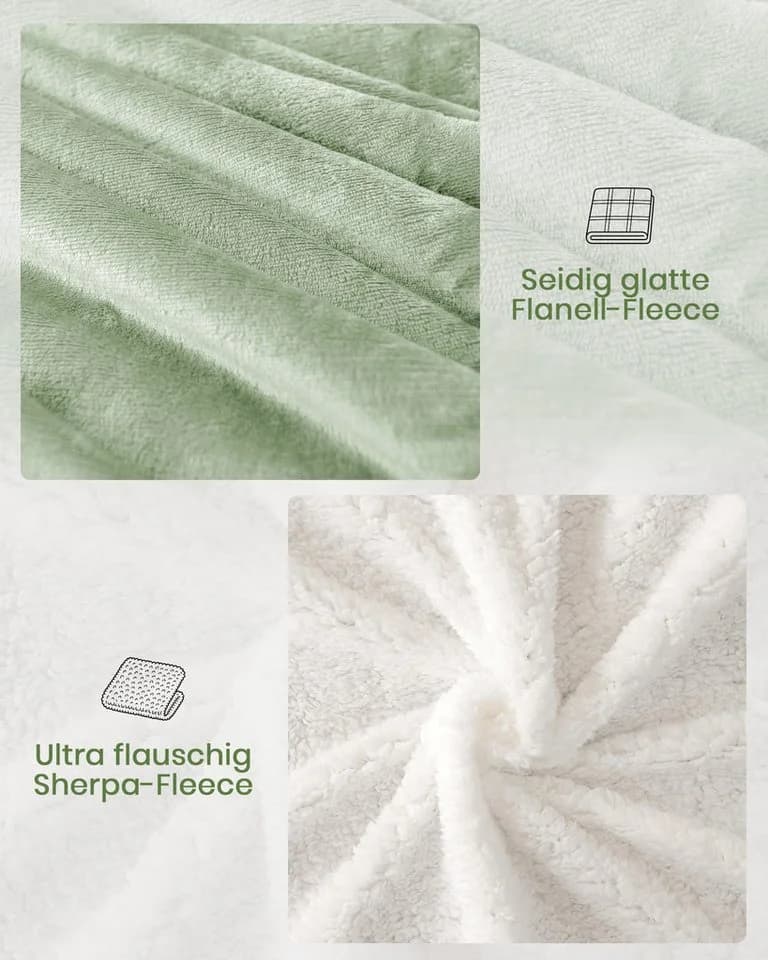 Good Nite Sherpa-Fleece Wohndecke Wendbar Kuschelig Warm Grau