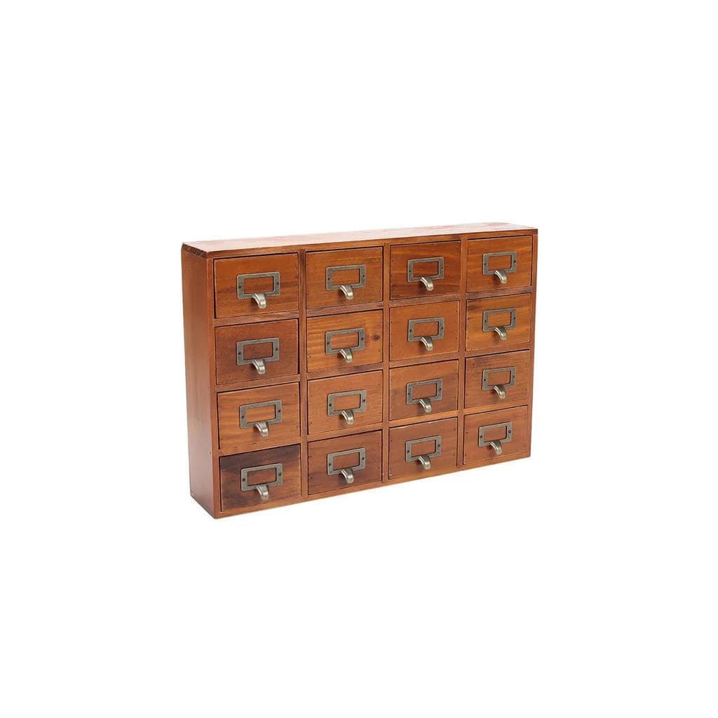 Livingandhome Vintage-Apothekerschrank 16 Schubladen Kiefernholz Braun