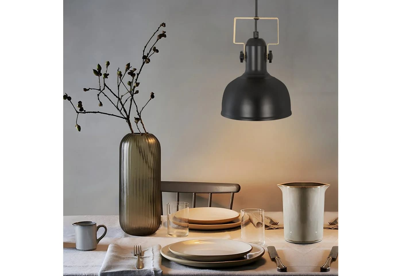 Nettlife Pendelleuchte Schwarz Vintage Kronleuchter E27