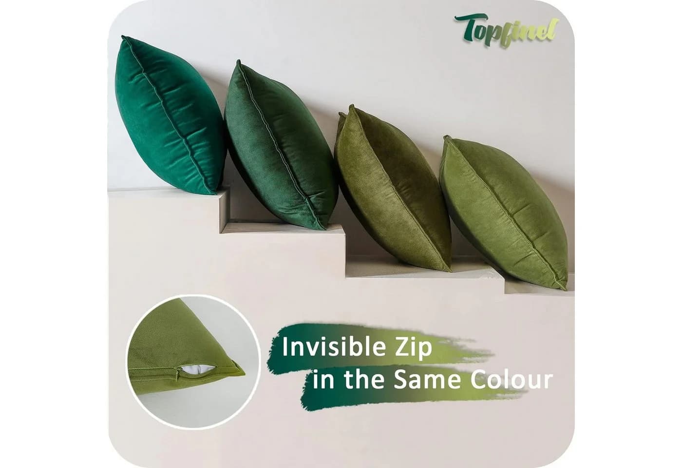 Topfinel Kissenbezüge 4er Set 40x40 & 50x50 cm Grün Samt