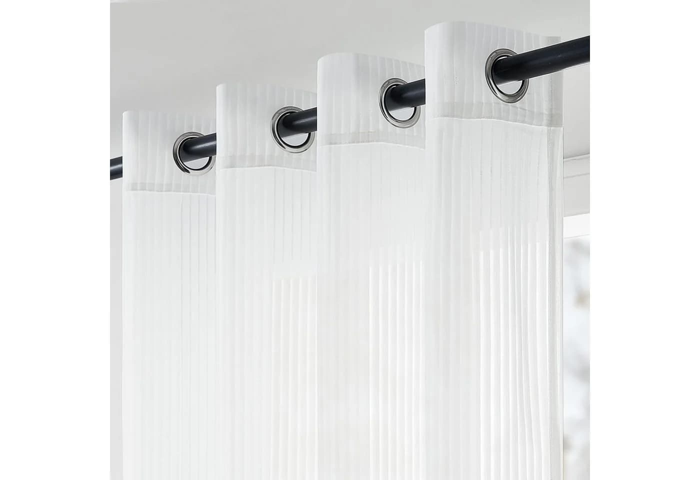 Topfinel Gardine mit Ösen Weiß oder Beige Transparent