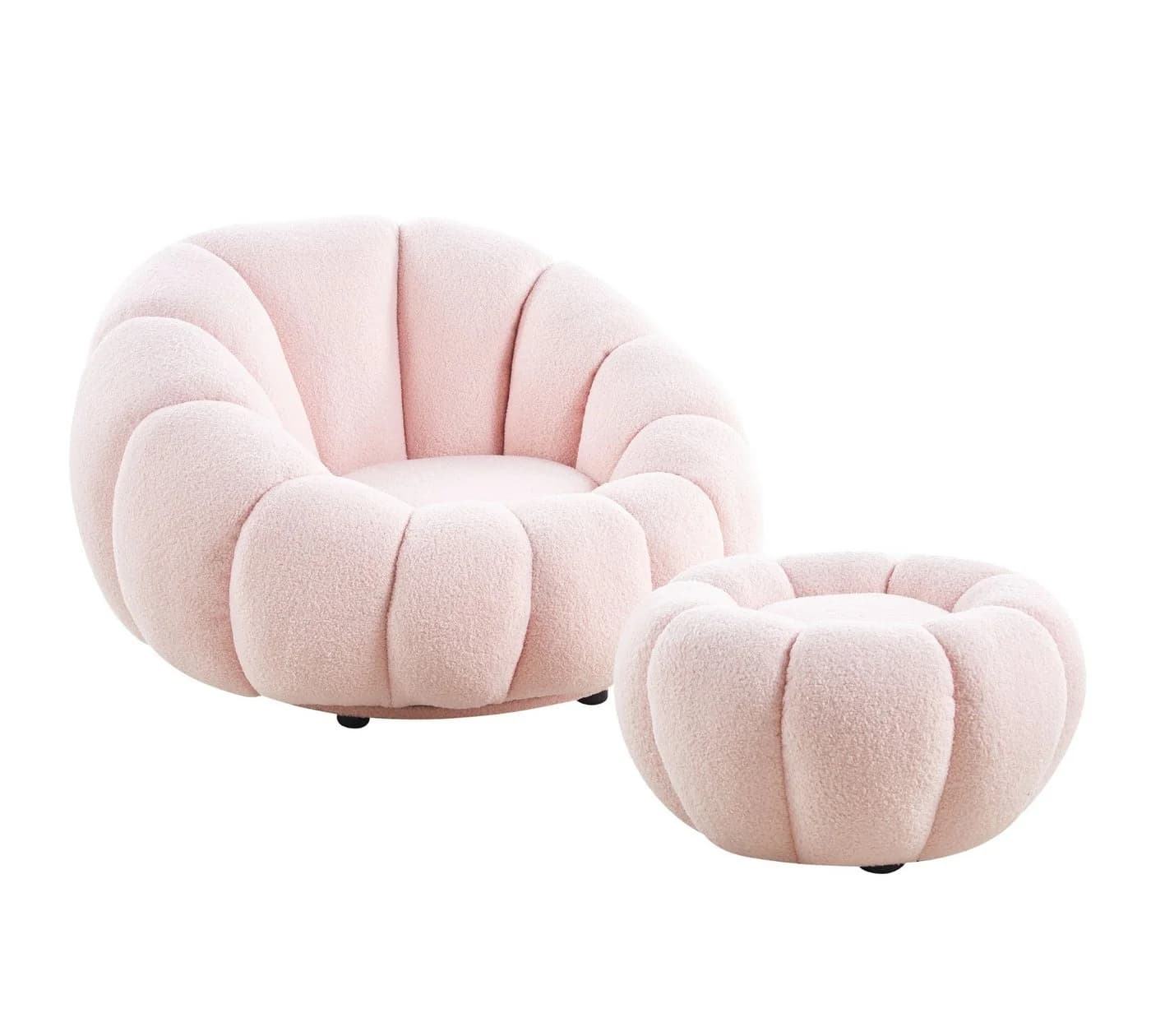 alesvelt Drehsessel Kürbis Rosa 360° Drehfunktion inkl. Hocker
