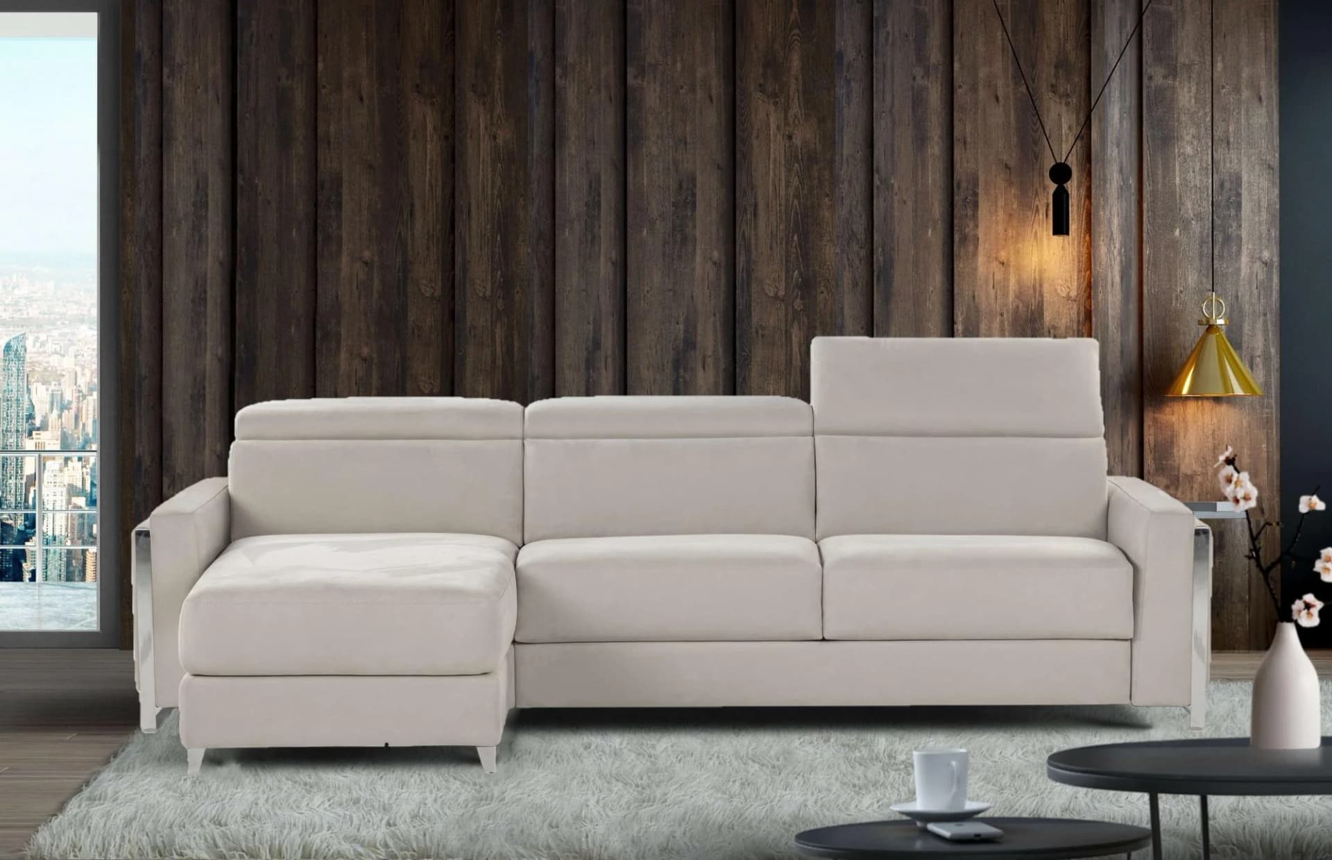 CALIA ITALIA ECLETTICO Polsterecke L-Form Beige mit Recamiere