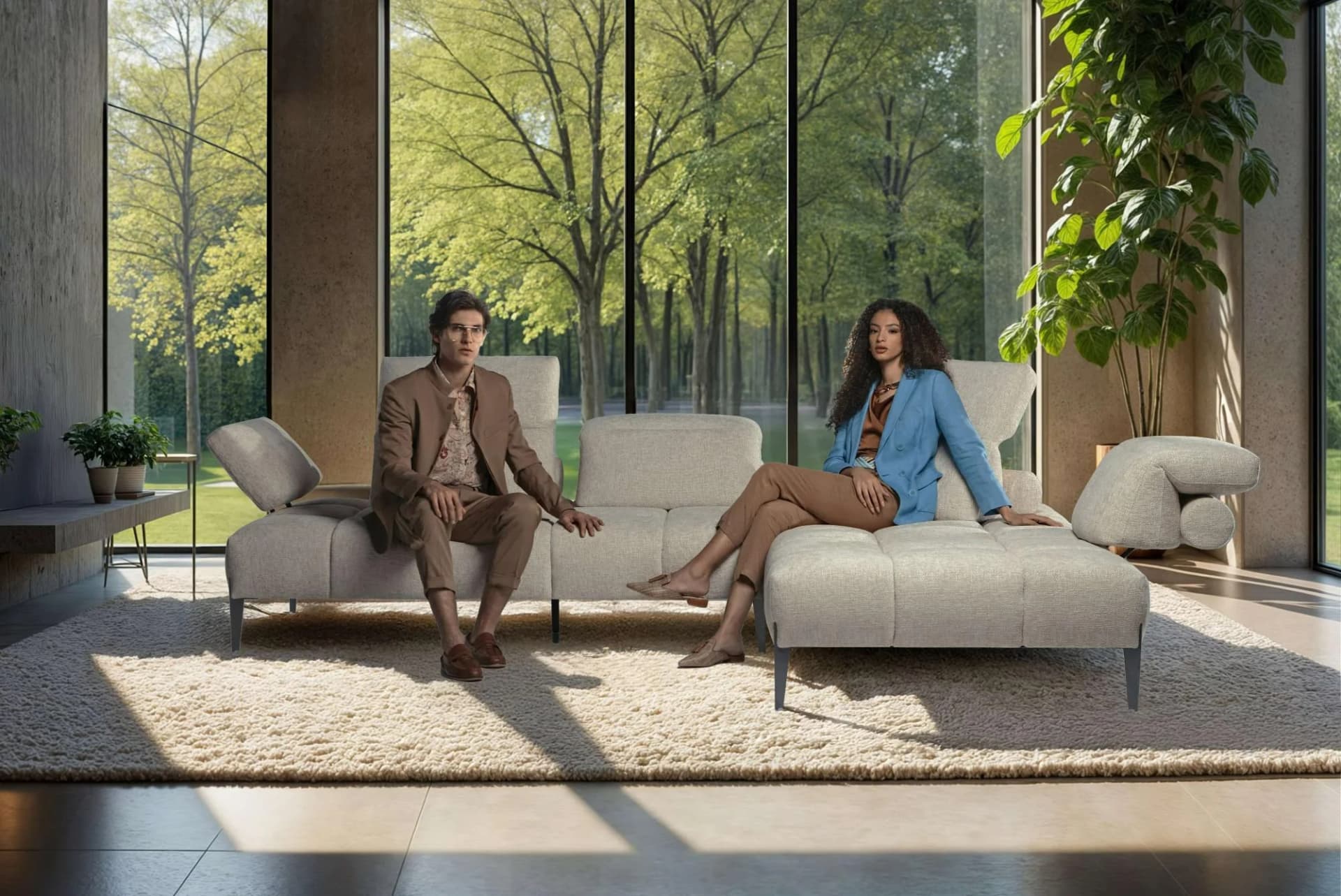 Ecksofa Polster Beige, Made in Italy