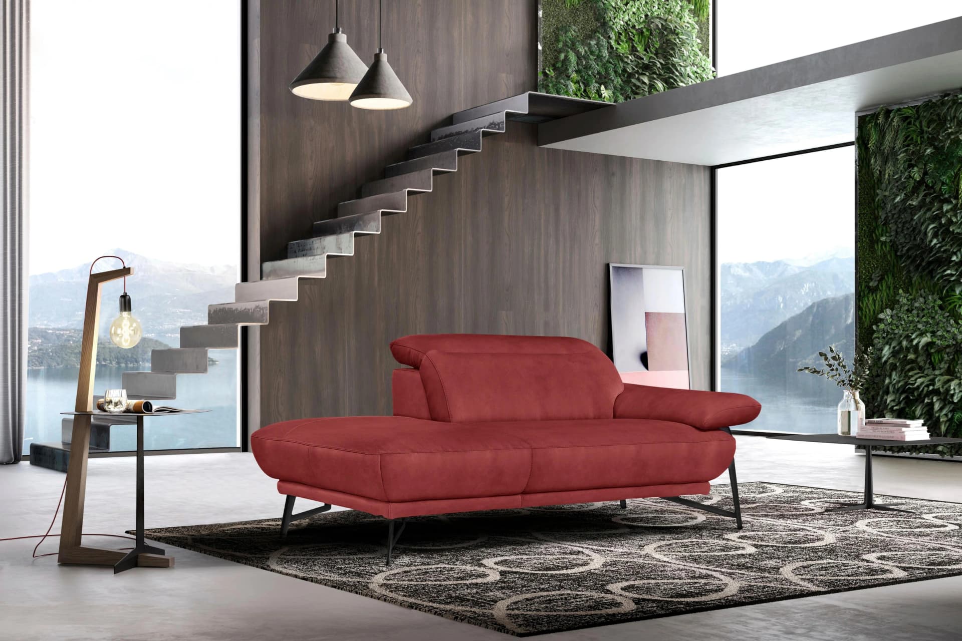 EGOITALIANO Anais Ottomane 179 cm Luxus-Microfaser Lederoptik Marsala