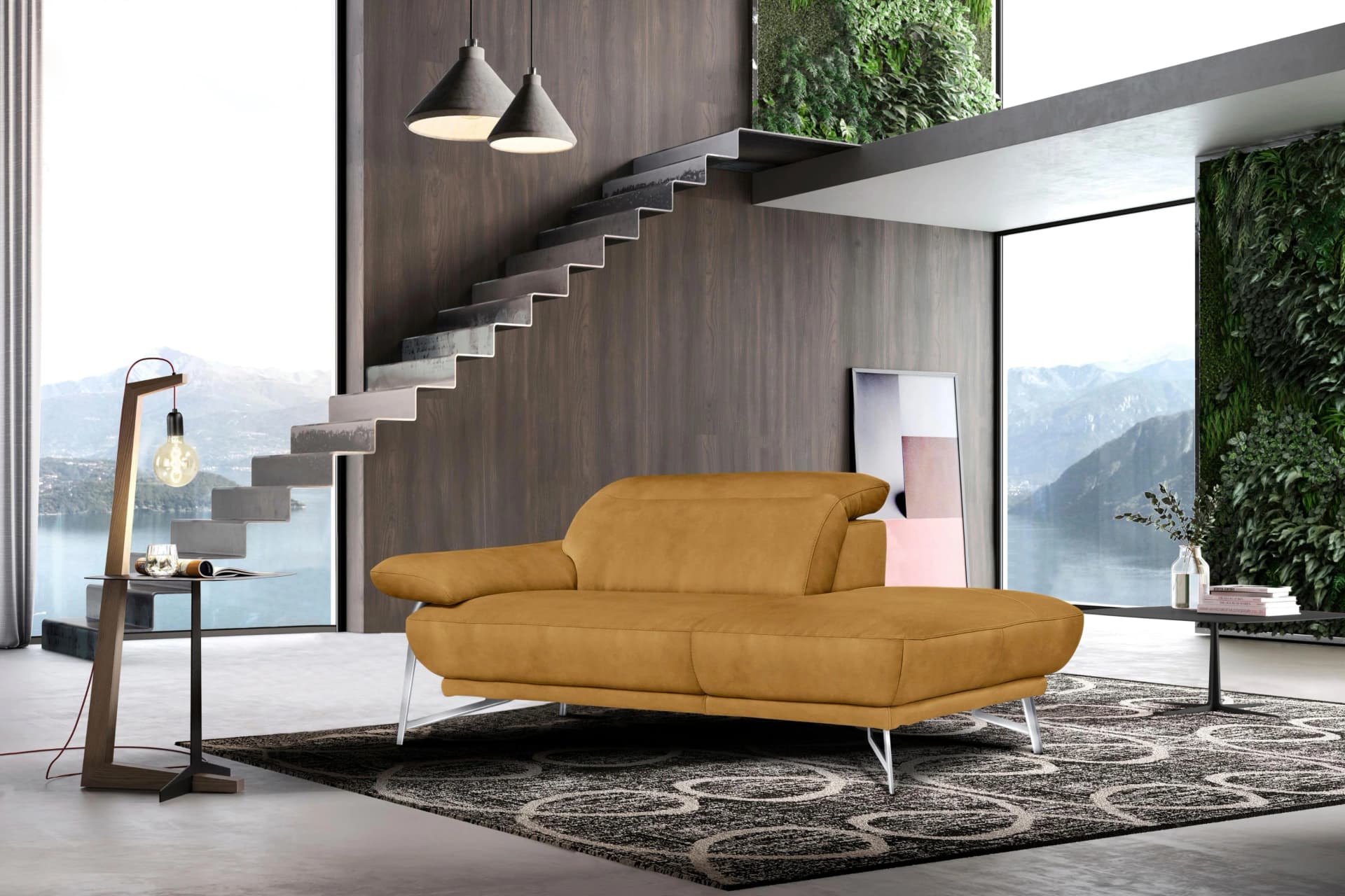 EGOITALIANO Anais Designsofa 179 cm Gelb Lederoptik