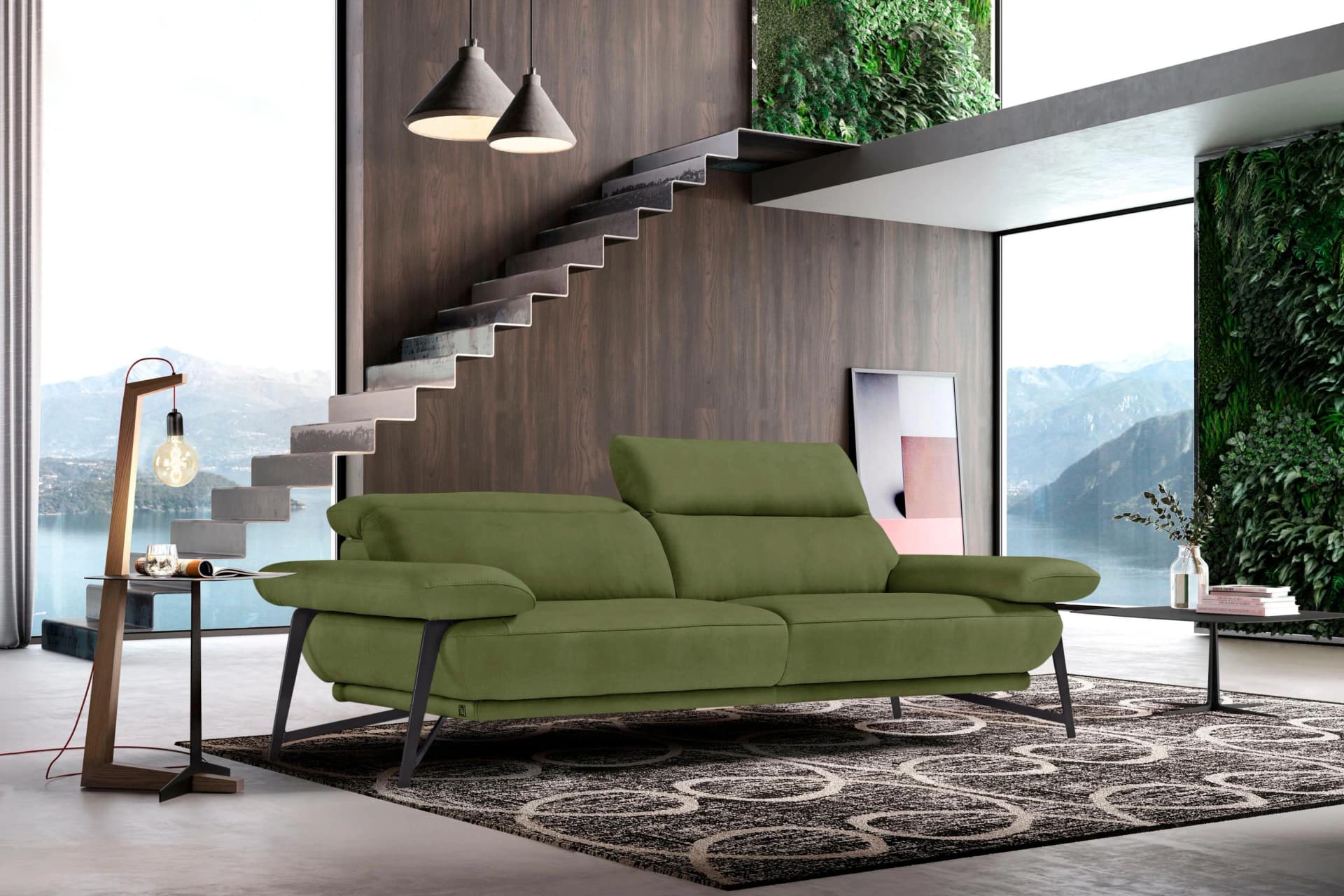 EGOITALIANO Anais 2,5-Sitzer Sofa Grün Luxus-Microfaser