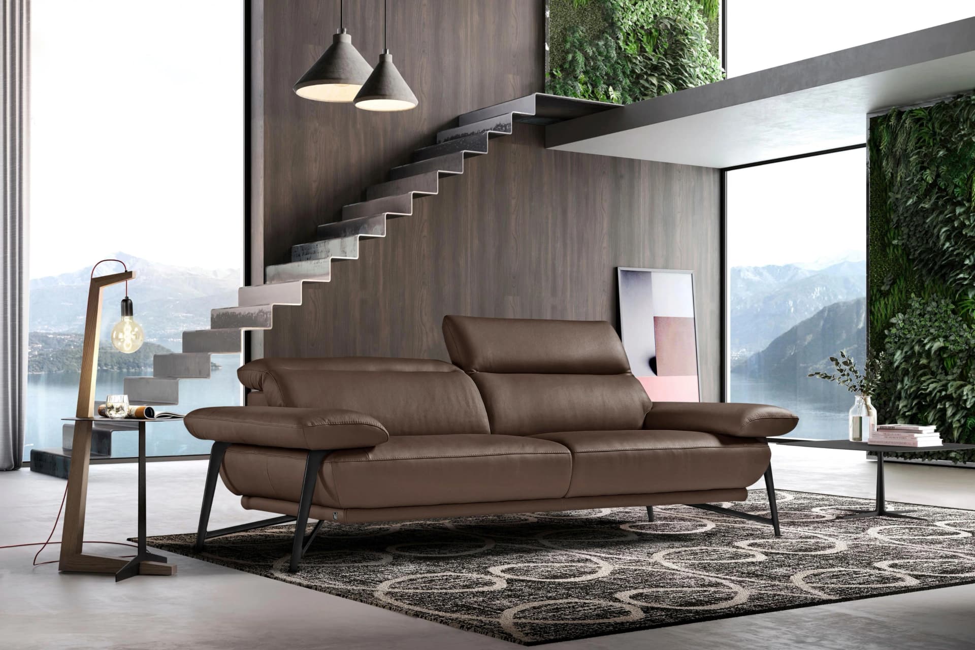 EGOITALIANO Anais 2,5-Sitzer Sofa Leder Braun Metallgestell