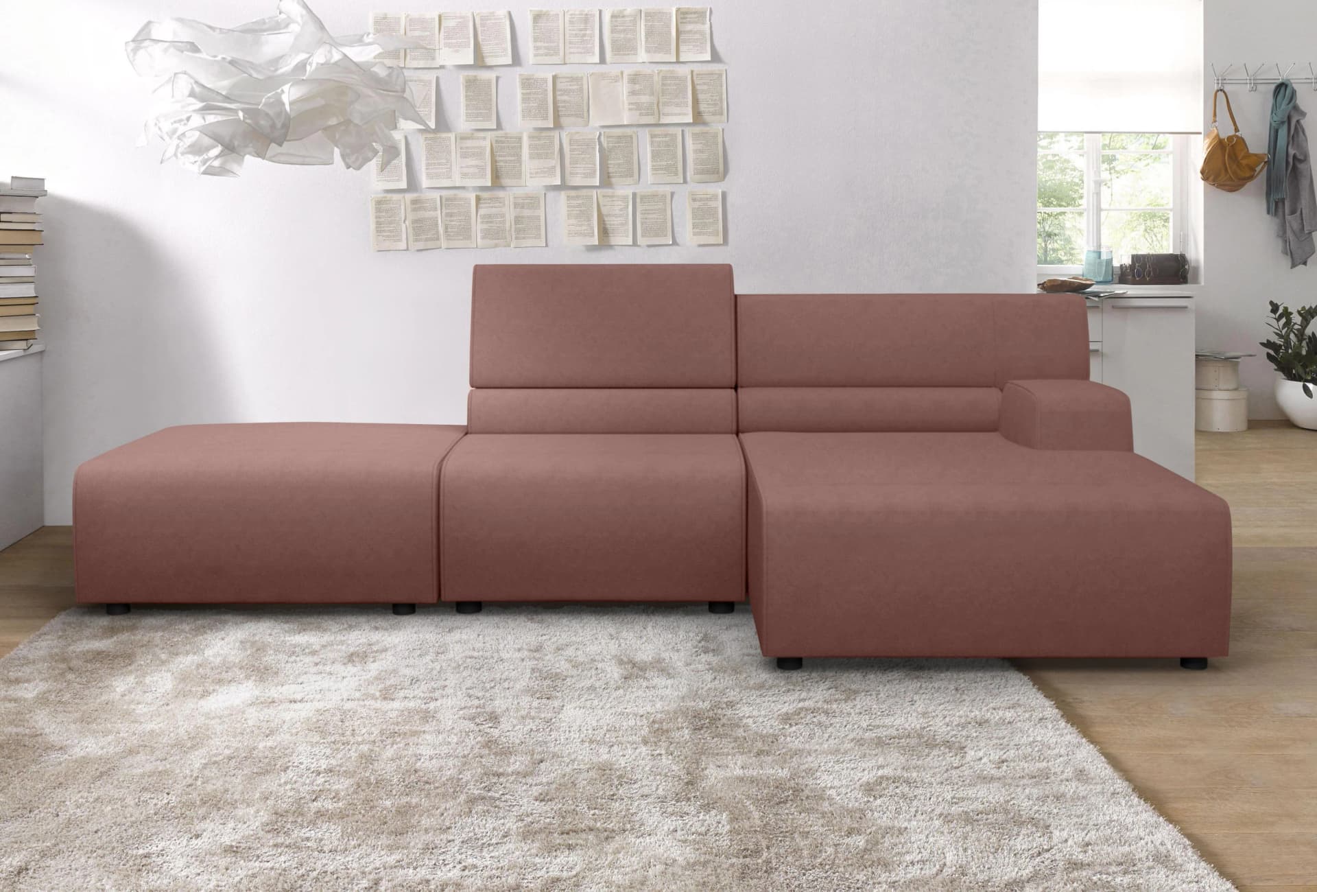 Egoitaliano Ecksofa Babouche Designsofa Sitzkomfort Braun Cedar Wood