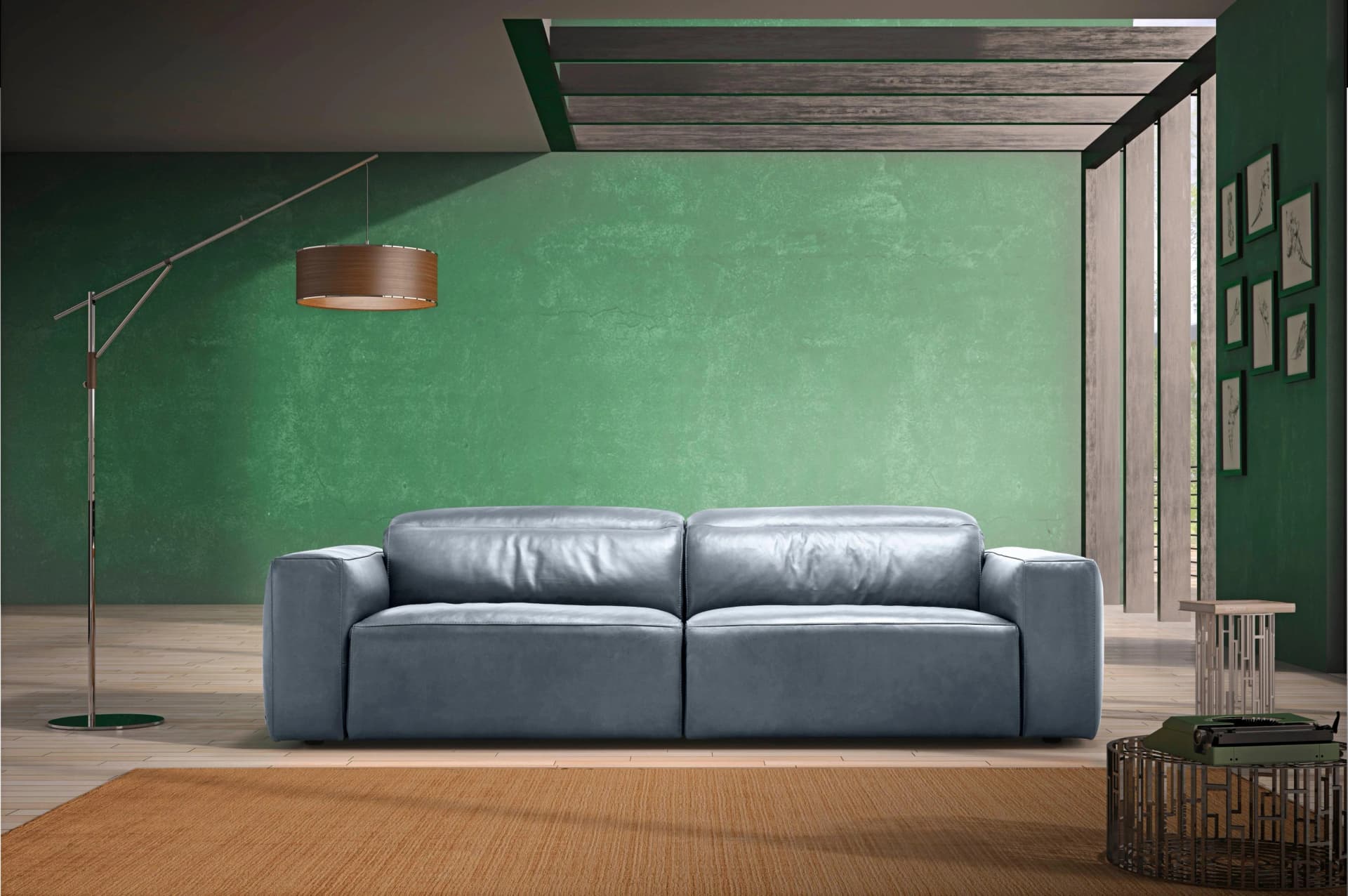 EGOITALIANO Beverly Designsofa 2,5-Sitzer Grau Leder