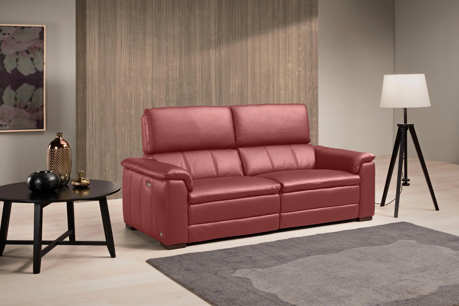 EGOITALIANO Capucine 2,5-Sitzer Sofa Burgundy Leder Relax