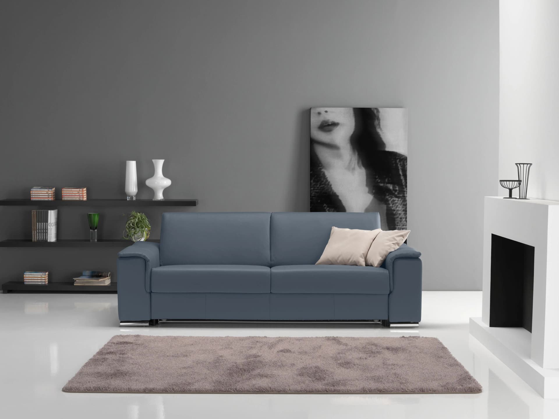 EGOITALIANO Cecilia 2,5-Sitzer Sofa Rauchgrau Leder