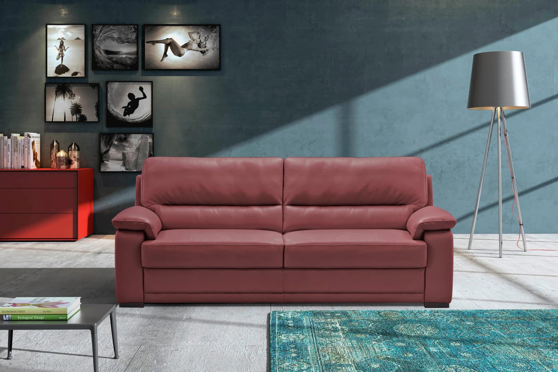 EGOITALIANO Doris Ledersofa Burgundy Modernes Design