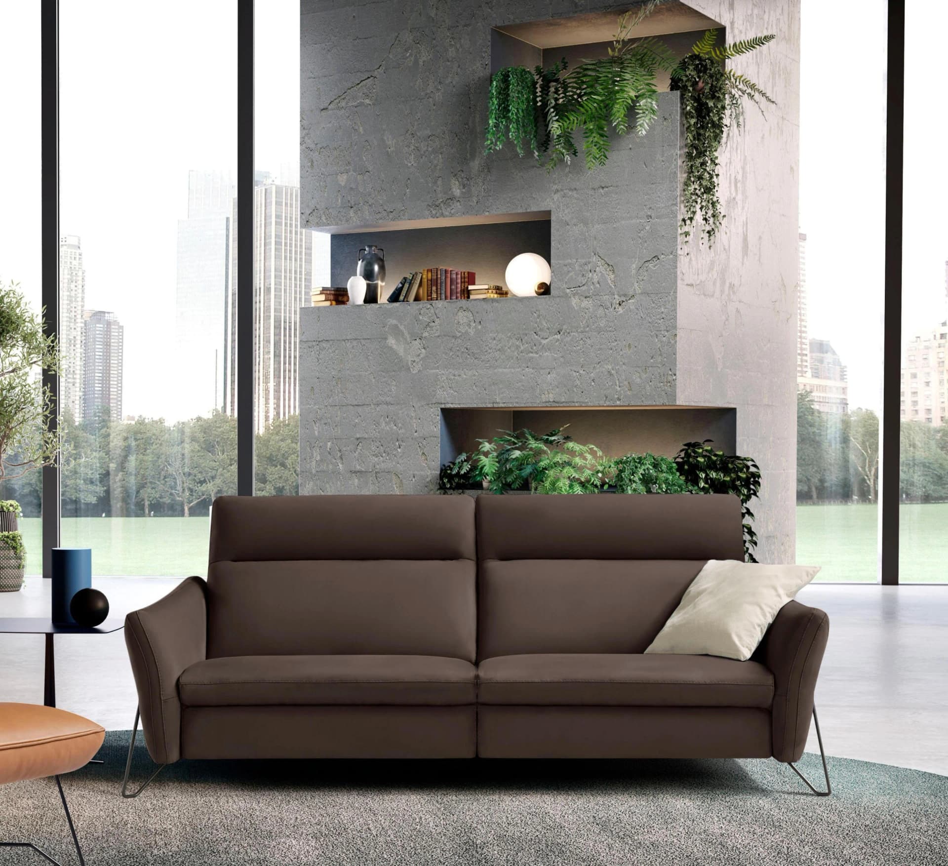 EGOITALIANO Sofa Gaia 2-Sitzer Dunkelbraun Leder Elektrisch Relax