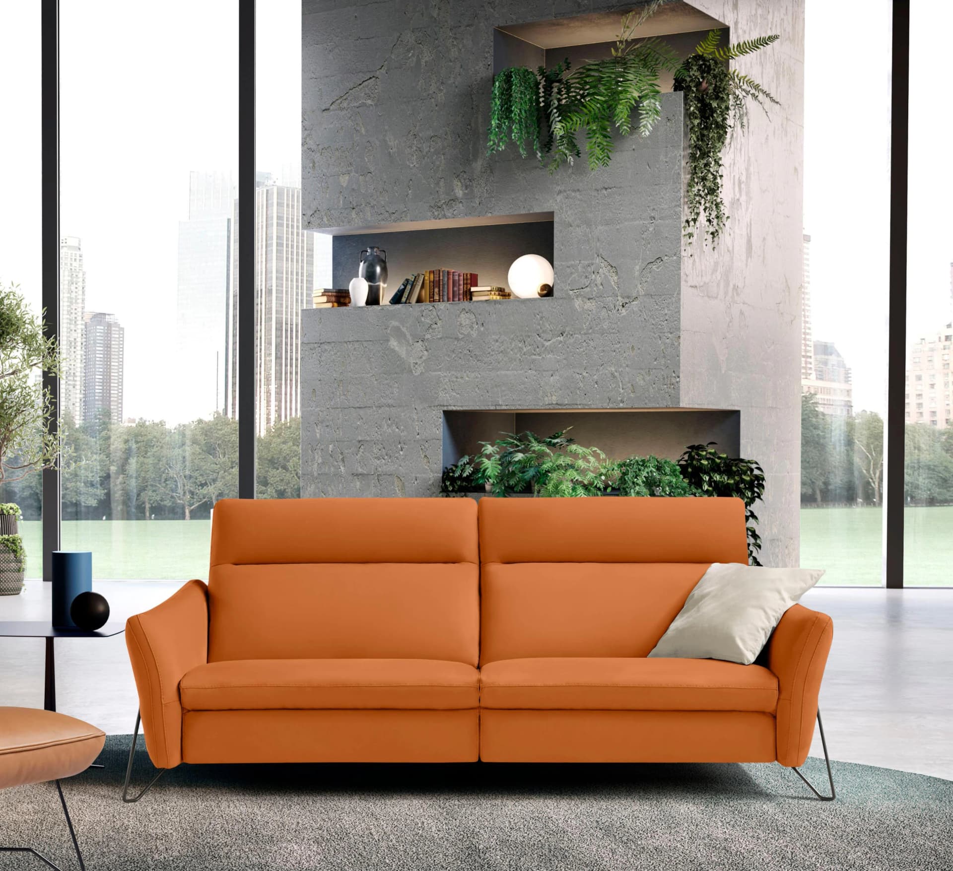 EGOITALIANO Gaia 2-Sitzer Sofa Orange Leder Elektrisch Relax