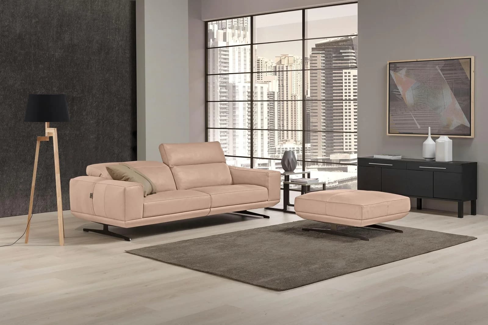 EGOITALIANO Gloria 2,5-Sitzer Sofa Rosa Beige Leder