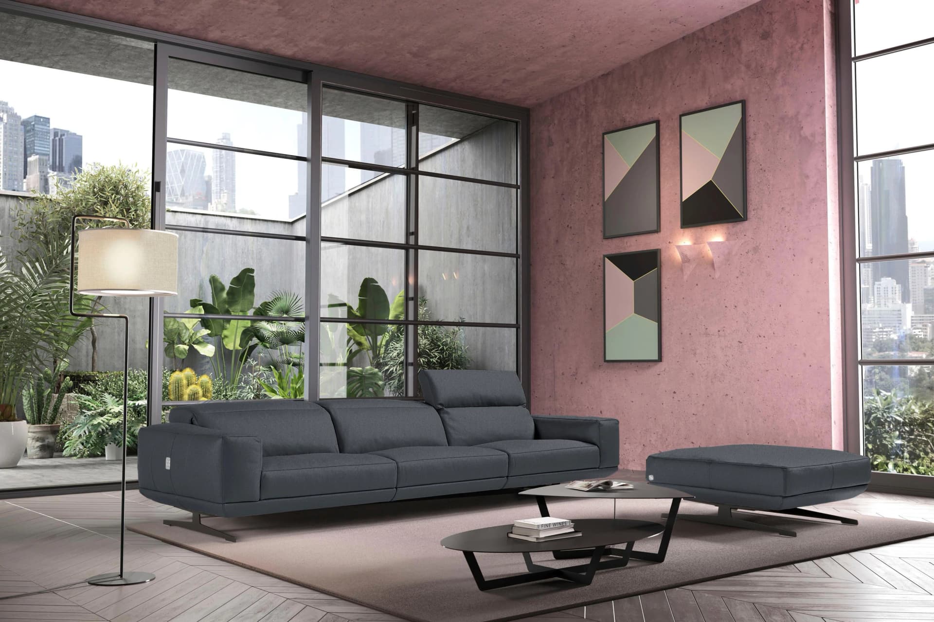 EGOITALIANO Gloria 3-Sitzer-Sofa Grau Luxus-Microfaser