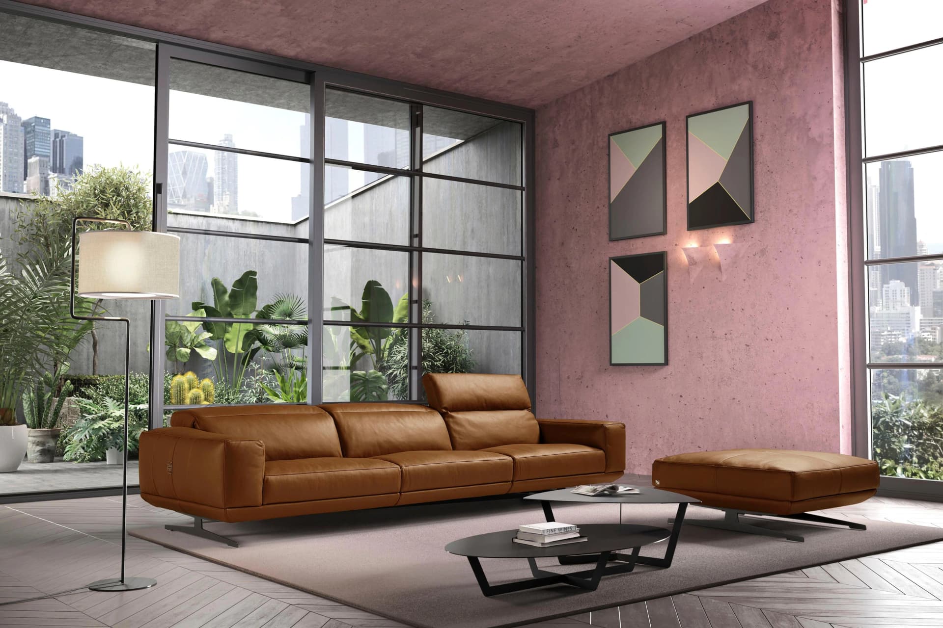 EGOITALIANO Gloria 3-Sitzer-Sofa Ziegelbraun Echtes Rindsleder