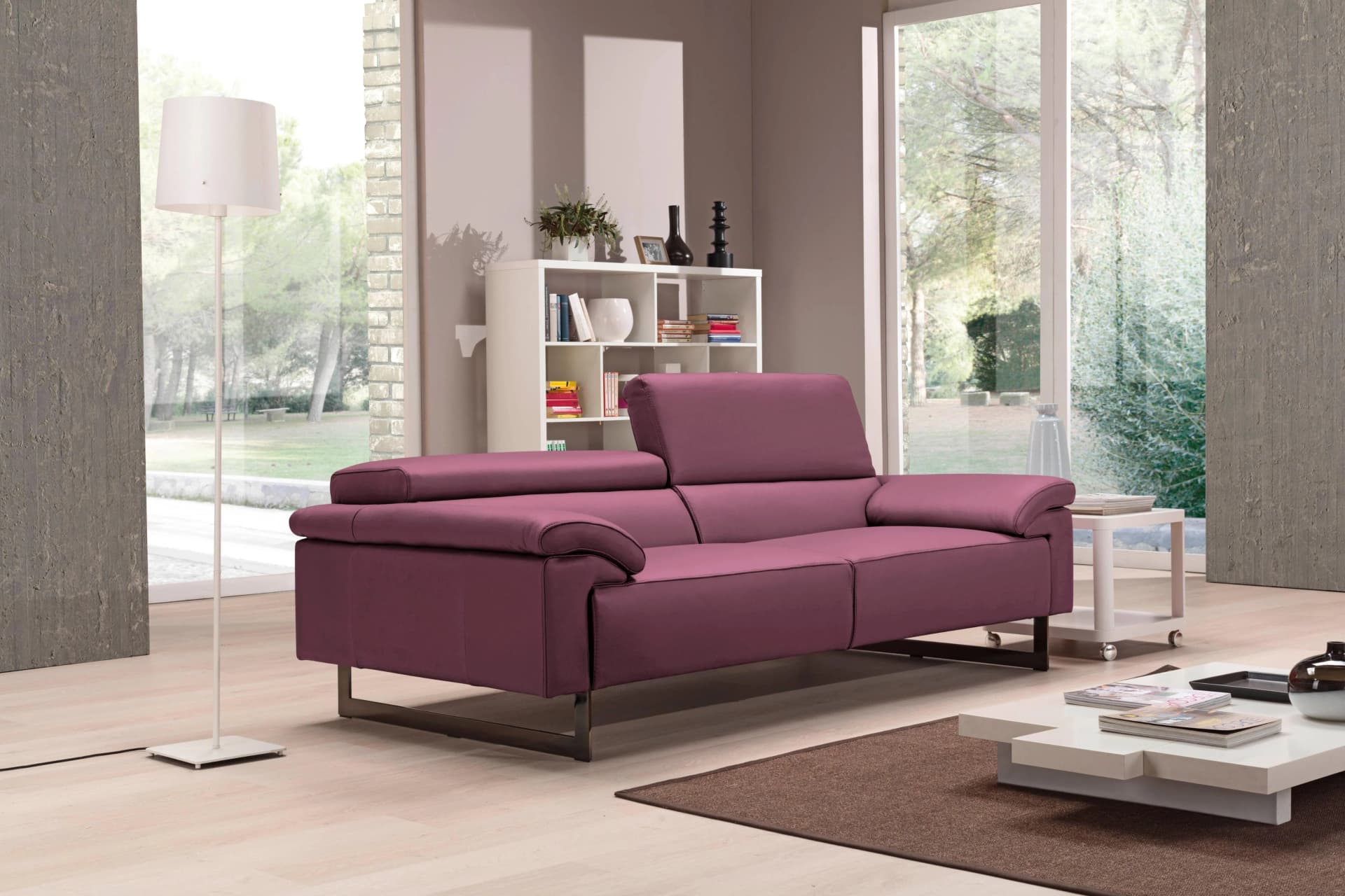 EGOITALIANO Malika Designsofa Lila Echtes Leder