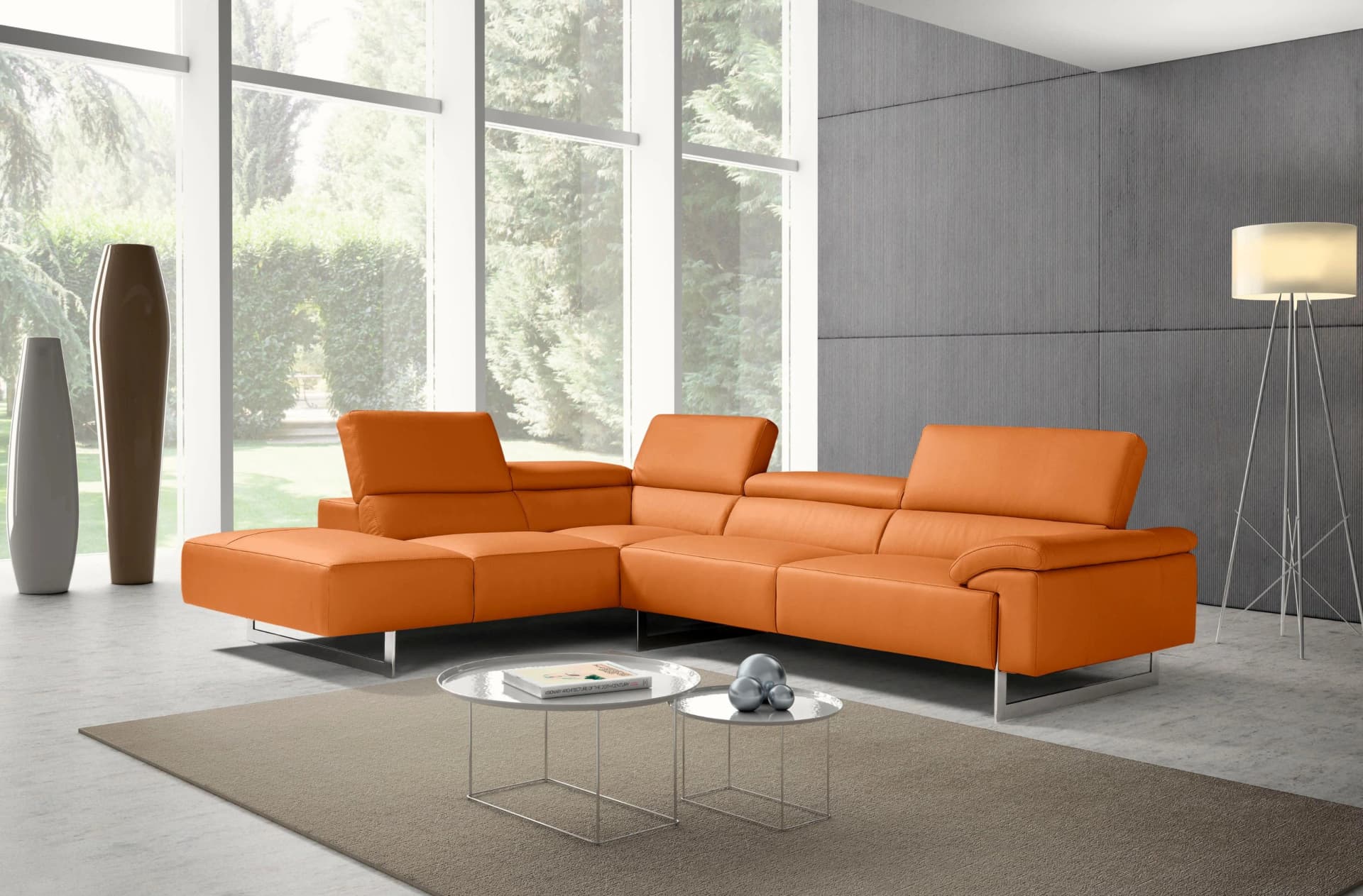 Egoitaliano Ecksofa Malika L-Form Orange Leder