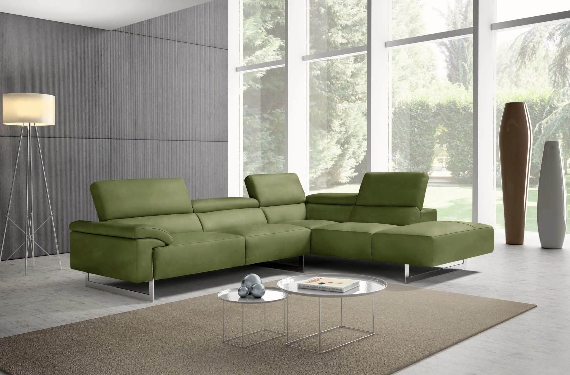 Egoitaliano Ecksofa Malika Grün L-Form Ottomane