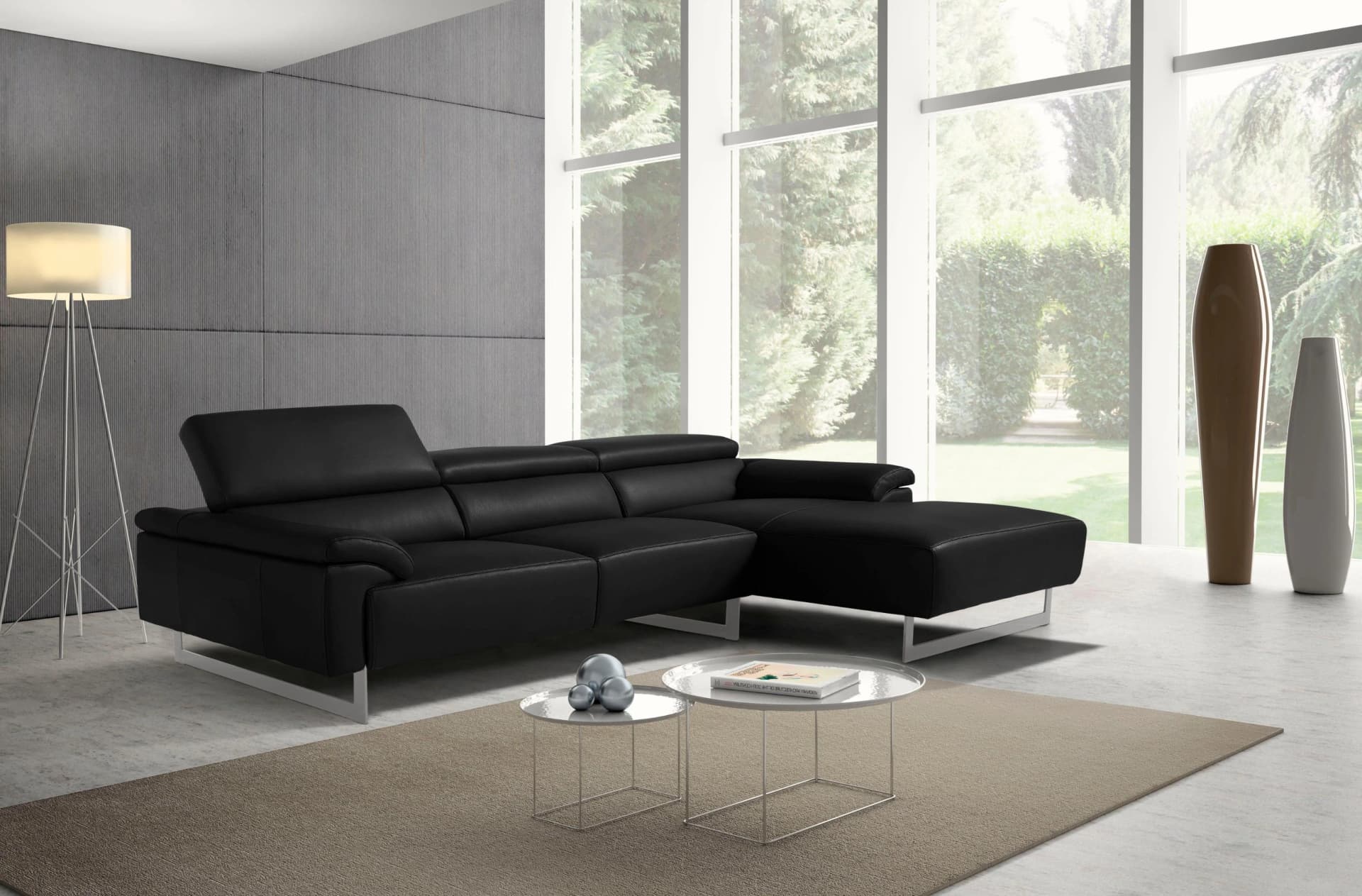 Ecksofa Egoitaliano Malika Leder Schwarz
