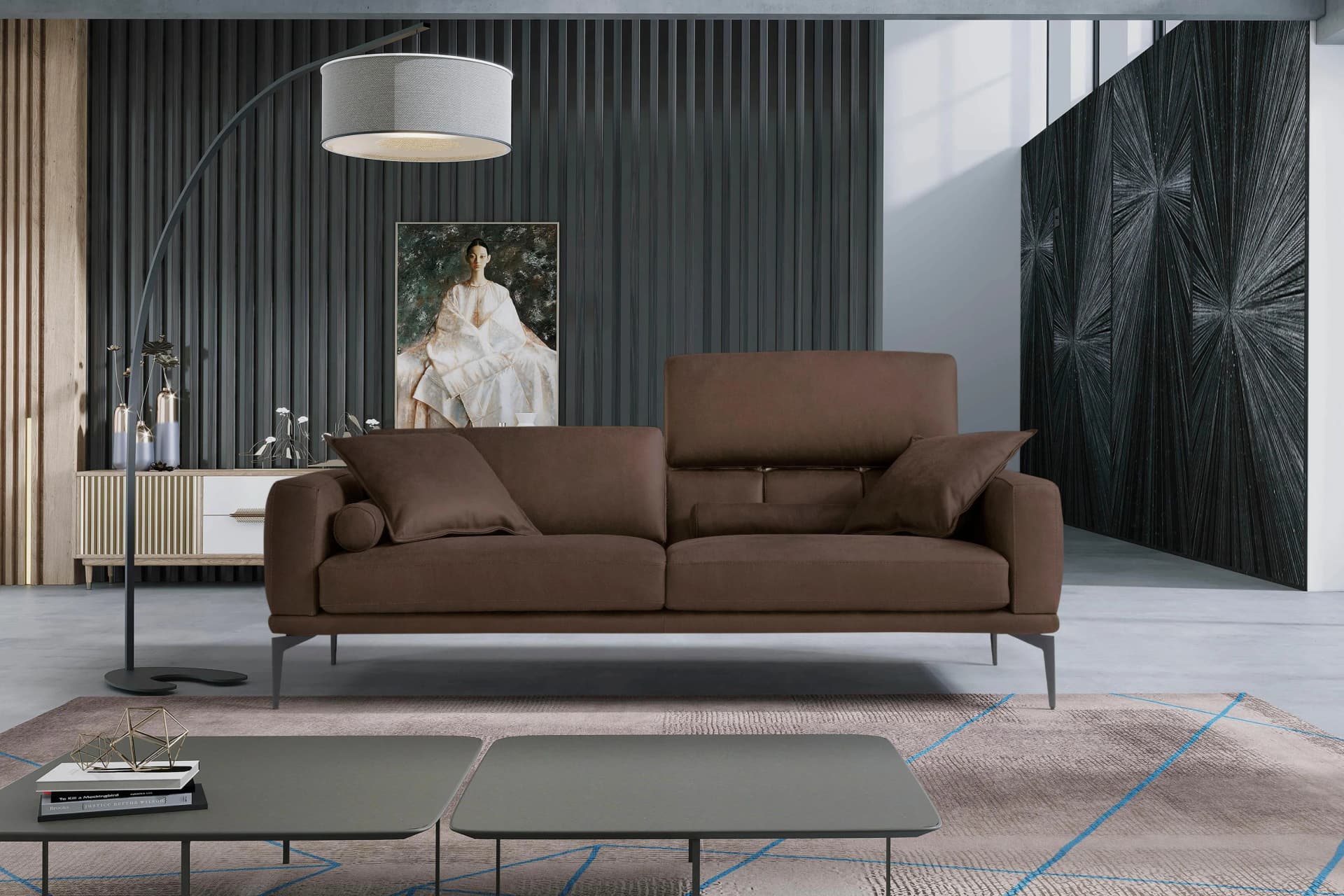 EGOITALIANO Masu 2,5-Sitzer Designsofa Leder BULL Braun