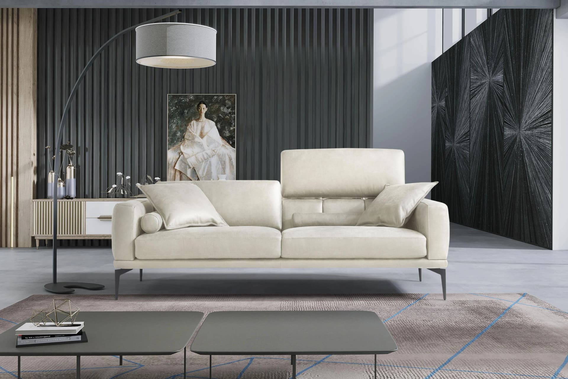EGOITALIANO Masu Designsofa 2,5-Sitzer Leder Beige